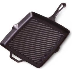 11 inch Square Cast iron Skillet with Ribs dia. 28 cm - Grandhall