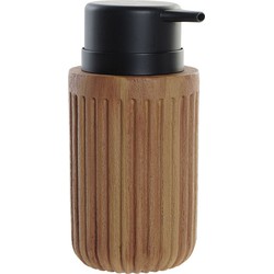 Zeeppompje/zeepdispenser hout look chocolade bruin kunststof 350 ml - Zeeppompjes