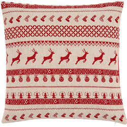 Clayre & Eef Kussenhoes  40x40 cm Rood Katoen Vierkant Rendieren Sierkussenhoes