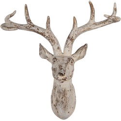 Clayre & Eef Wanddecoratie Hert 33x16x37 cm Beige Kunststof