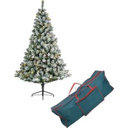 Kunst kerstboom Imperial pine met sneeuw en verlichting 150 cm inclusief opbergzak - Kunstkerstboom