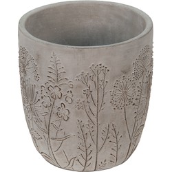 Clayre & Eef Bloempot  Ø 16x18 cm Grijs Beige Steen Bloemen Bloempot binnen