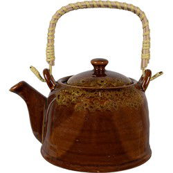 Clayre & Eef Theepot met Filter  750 ml Bruin Geel Keramiek Theekan