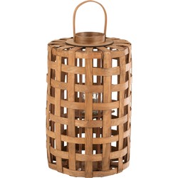 J-line - Lantaarn Cylinder Populier Hout Bruin - 35x35x74cm