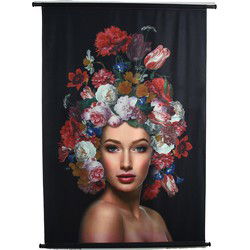 Wall Hanging Lady Flowers Velvet Multi 105x2.5x136cm - HD Collection