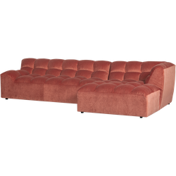 WOOOD Allure Chaise Longue Rechts - Fluweel - Blush - 79x324x165