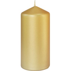 Gouden cilinder kaarsen /stompkaarsen 15 x 7 cm 52 branduren sfeerkaarsen - Stompkaarsen