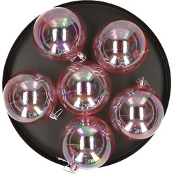 Kerstballen - 6x st - 8 cm - kunststof - transparant parelmoer - Kerstbal