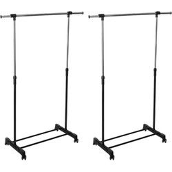 5Five Kledingrek enkele stang - 2x - kunststof/metaal - zwart - 165 cm - Kledingrekken