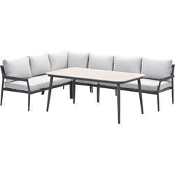 Barcelona lounge-diningset -5-dlg. - c. black -dark grey - valley sand