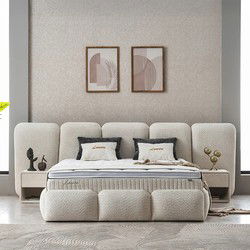 Boxspring met opbergruimte Lowen Wit - 160x200 cm Inclusief 30 cm matras en topper HR- Koudschuim