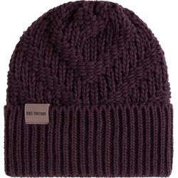 Knit Factory Sally Gebreide Muts Heren & Dames - Big Beanie - Aubergine - One Size - Grof gebreid