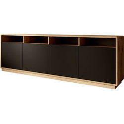 Meubella Dressoir Acuna - Mat zwart - Eiken - 238 cm