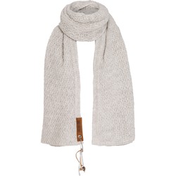 Knit Factory Luna Gebreide Sjaal Dames & Heren - Colsjaal - Omslagdoek - Beige - 200x50 cm - Inclusief sierspeld