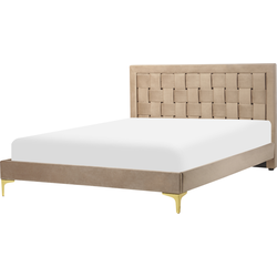 Beliani LIMOUX - Tweepersoonsbed-Beige-Fluweel