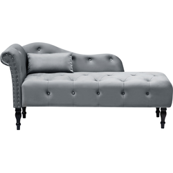IVRY - Chaise longue - Grijs - Linkerzijde - Fluweel