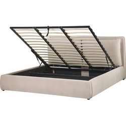 Beliani BAJONNA - Tweepersoonsbed-Beige-Fluweel