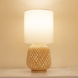 Fine Asianliving Bamboe Webbing Tafellamp Naturel Handgemaakt - Renate