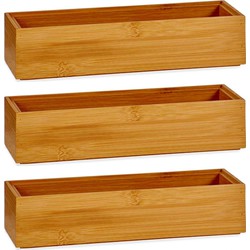 3x Stuks Kast/lade/make-up organizers bamboe hout bakje 23 x 7 x 5 cm - Make-up dozen