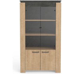 Dressoir 2 glazen deuren en 2 massieve deuren Austin - H174,50 cm