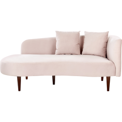 Beliani CHAUMONT - Chaise longue-Roze-Fluweel