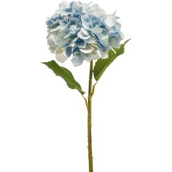 Emerald Kunstbloem hortensia tak - 52 cm - licht blauw - Real Touch - hydrangea - kunst zijdebloemen - Kunsttakken