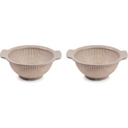 Set van 2x stuks kunststof keuken vergiet taupe 27 x 24 x 10 cm - Vergieten