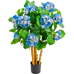 Hoyz Greenery - Kunstplant Hortensia 85 cm blauw