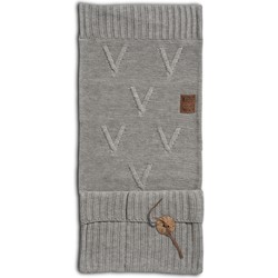 Knit Factory Aran Gebreide Pocket - Wandkleed - Armleuning Organizer - Opbergzak voor bank - Licht Grijs - 100x50 cm