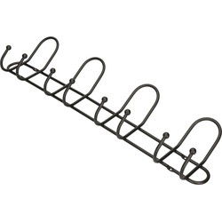 1x Zwarte garderobekapstokken / jashaken / wandkapstokken aluminium 4x dubbele haak 13 x 53,5 cm - Kapstokken