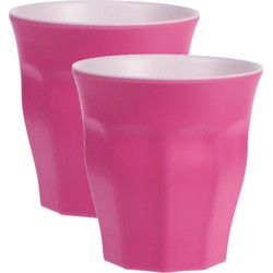 6x stuks onbreekbare kunststof/melamine roze drinkbeker 9 x 8.7 cm voor outdoor/camping - Drinkbekers