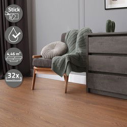 Set van 2 luxe PVC klevende vinylvloeren voor 2,23 m² rode eik bruin 2 mm dik ML-Design