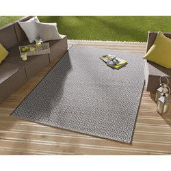 Laagpolig vloerkleed - Binnen en buitenkleed - Coin - Zwart - 160x230 cm