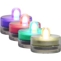Ideas4seasons LED waxinelichtjes/theelichtjes voor onder water - set van 2x - meerkleurig - LED kaarsen