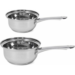 Set van 2x Rvs steelpannen/sauspannen Manhattan 18 en 14 cm - Steelpannen