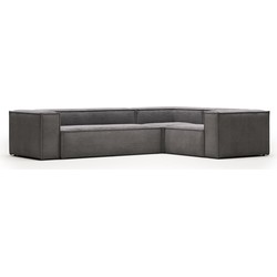 Kave Home - Blok 4-zits hoekbank in grijs corduroy 320 x 230 cm / 230 x 320 cm