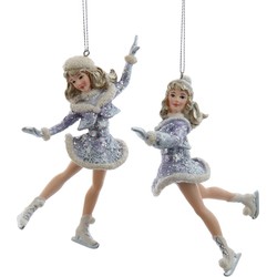 Ornament plastic schaatsende vrouw l11cm