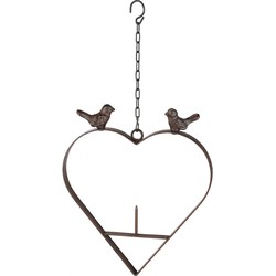 Decopatent® Vogelvoerstation voor Appels - Vogelvoederhanger Hartvorm met 2 Vogels - Gietijzer - Hangende Vogel Appel hanger