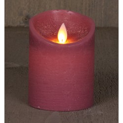 2x LED kaars/stompkaars antiek roze met dansvlam 10 cm - LED kaarsen