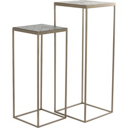 Light&living Zuil S/2 33x33x80+38x38x100 cm CHISA mng hout zwrt-ant brons