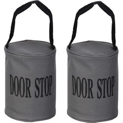 Set van 2x stuks canvas grijze deurstopper met handvat 2.4 kg - Deurstoppers