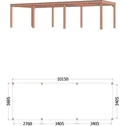 Trendhout douglas overkapping Palermo, 1015 x 370 cm