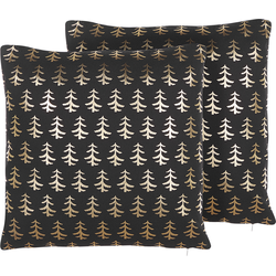 LEROY  - Sierkussen set van 2 - Zwart - 45 x 45 cm - Katoen