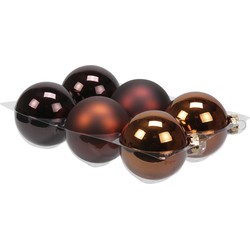 Othmar decorations Kerstballen - 6x st - mahonie bruin - 8 cm - glas - Kerstbal