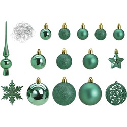 Kerstballen - 110 stuks - met piek - emerald groen - kunststof - Kerstbal