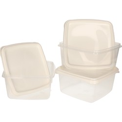 Hega Hogar Vershoudbakjes - set 3x stuks - 1.3 liter - transparant/wit - L16 x B16 x H11 cm - Vershoudbakjes