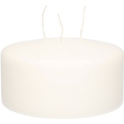 Witte multi lonten kaars/mammoetkaars 15 x 8 cm 62 branduren - Stompkaarsen