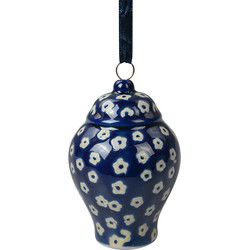 Clayre & Eef Decoratie Hanger Ø 5x8 cm Blauw Keramiek
