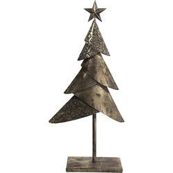 Clayre & Eef Beeld Kerstboom 25x12x55 cm Koperkleurig Ijzer Kerstdecoratie