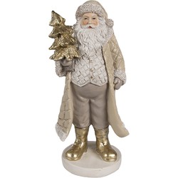 Clayre & Eef Kerstdecoratie Beeld Kerstman 21 cm Beige Kunststof